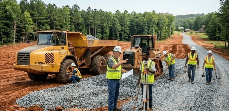 Waynesboro Gravel crew on a Burke County job site